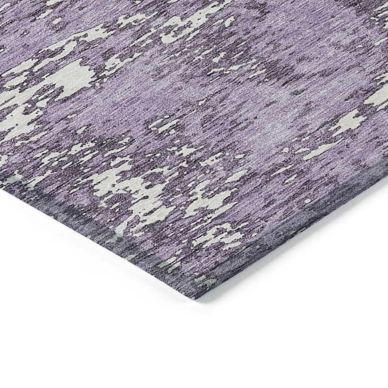 Machine Washable Indoor/ Outdoor Abstract Pixels Chantille Rug