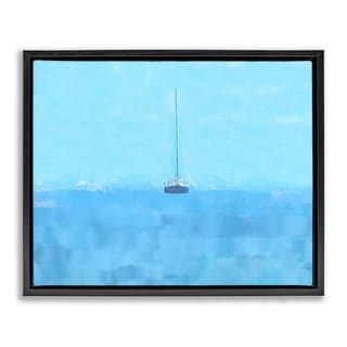 Stupell Lonely Boat Blue Ocean Framed Floater Canvas Wall Art Design By ...