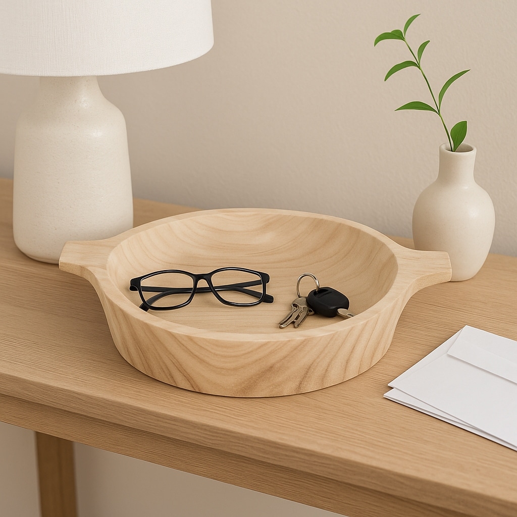 Oval Wooden Decorative Bowl with Handles - Home Decor - 16", Brown - 16.0"