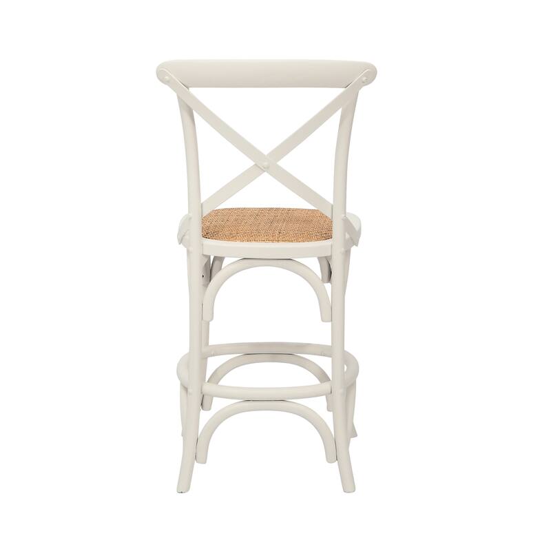 Porthos Home Ziva Counter Stools Set of 2, Elm Wood with Woven Rattan