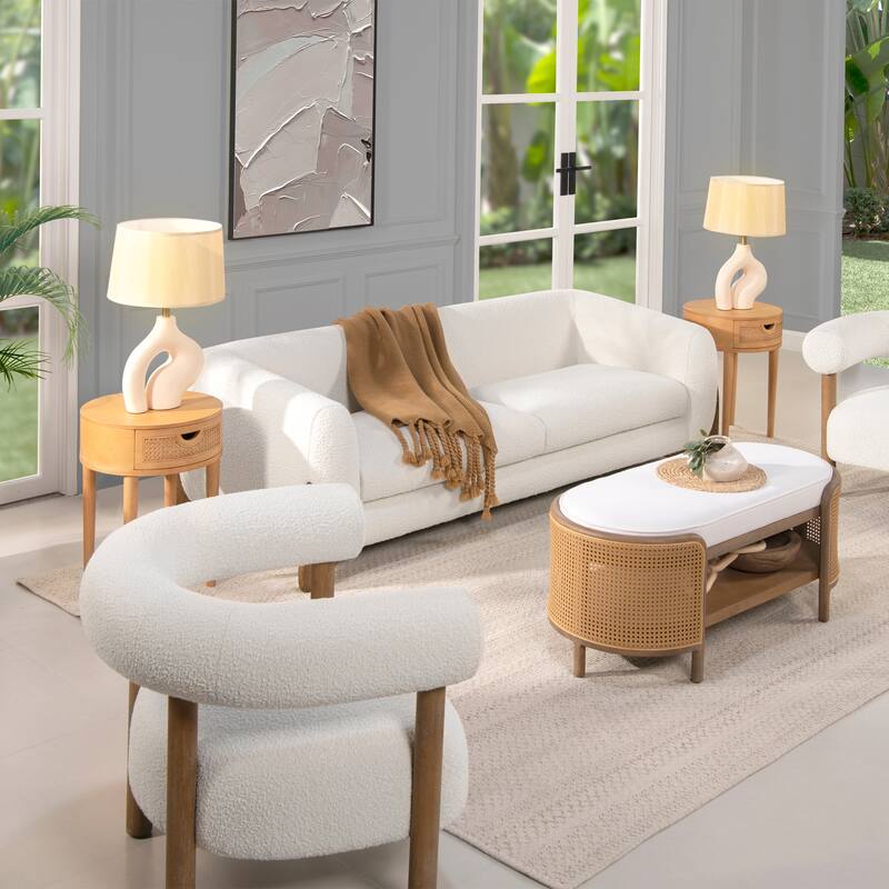 Alpine 90.5" Sherpa Upholstered Sofa