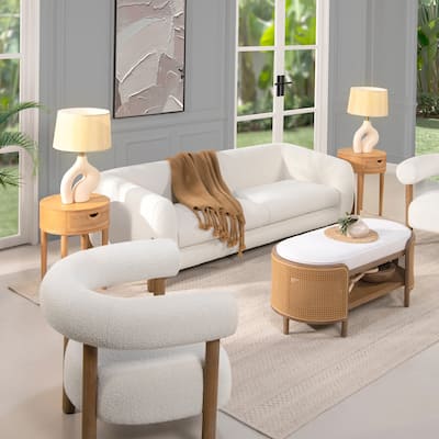Alpine 90.5" Sherpa Upholstered Sofa