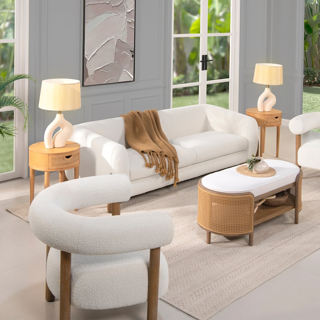 Alpine 90.5" Sherpa Upholstered Sofa