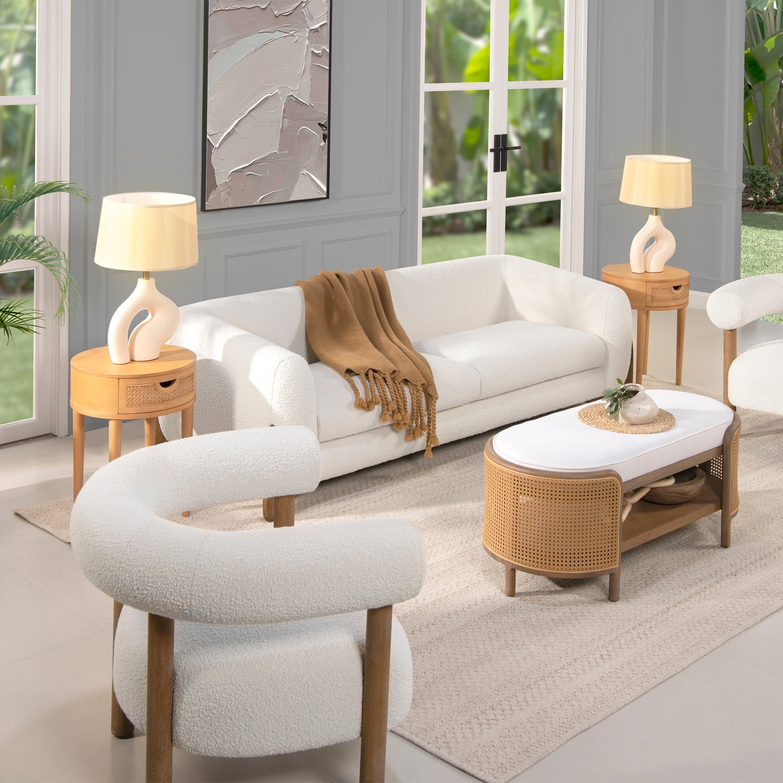 Alpine 90.5" Sherpa Upholstered Sofa