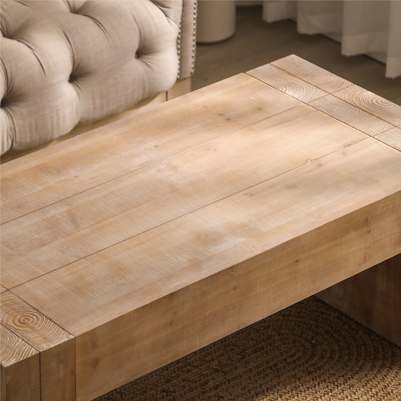 Modern Solid Wood Coffee Table Rustic-Style Coffee Table Rectangular Coffee Table, for Living Room, Black, 49-inch