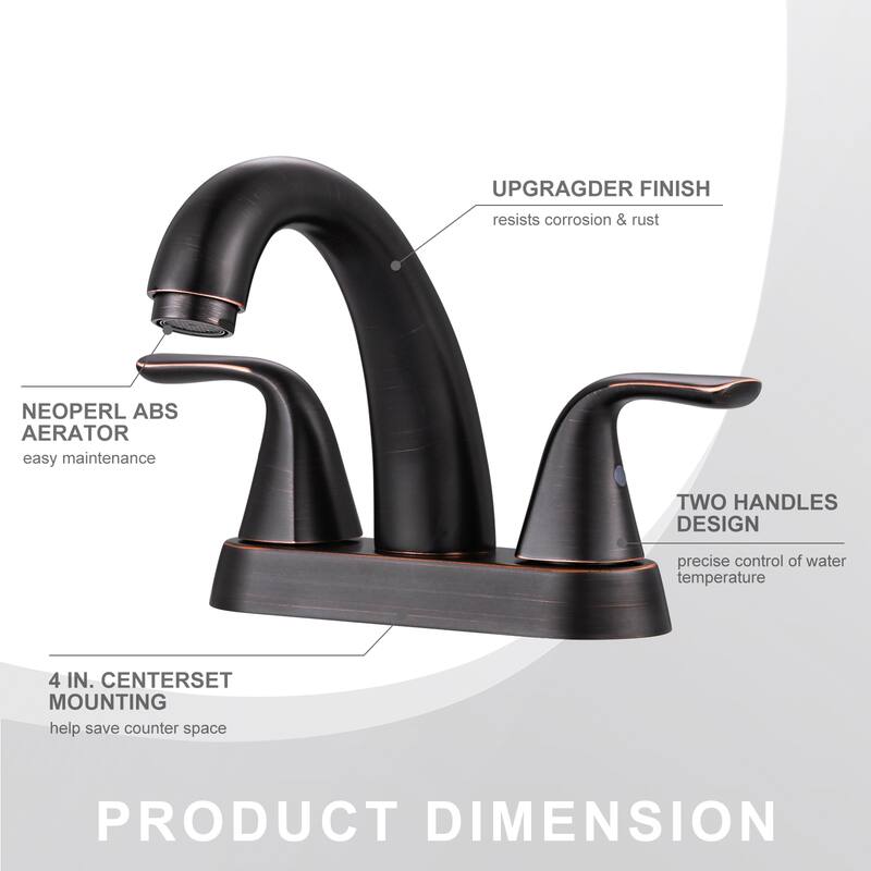 WOWOW 4 in. Centerset Double Handle High Arc Bathroom Sink Faucet