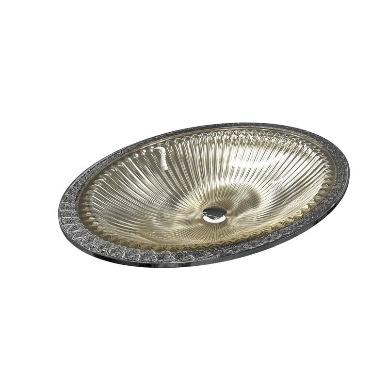 Olive Tempered Glass Oval Vessel Bathroom Sink - 22"