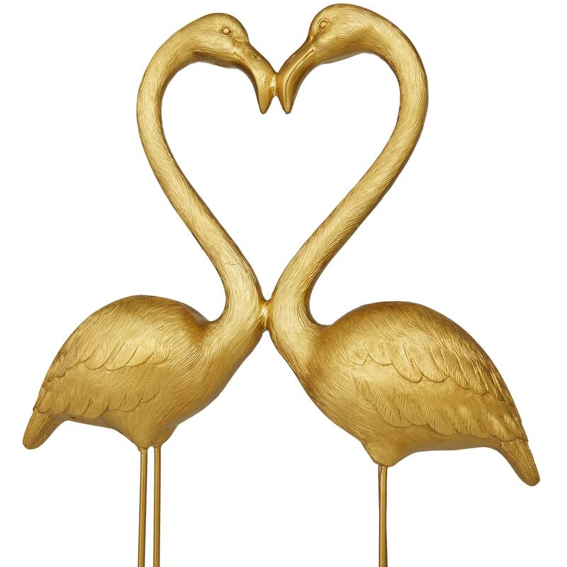 Radiant Gold Polystone Flamingo Decorative Sculpture
