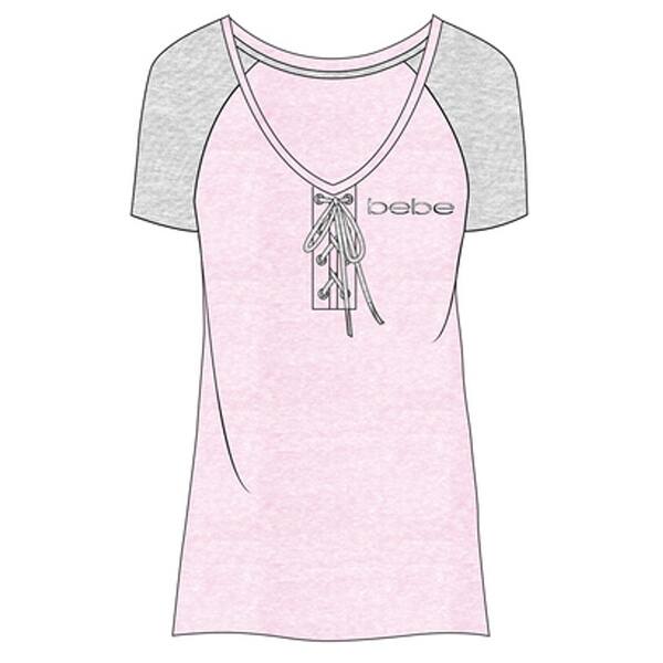 Shop Bebe Womens Short Sleeve Tie Front Dorm Sleepshirt Nightgown