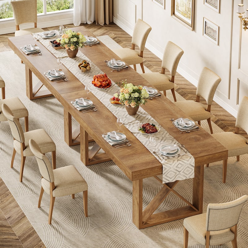 63-Inch Rectangle Dining Table for 4-6 People, Farmhouse Dinner Table