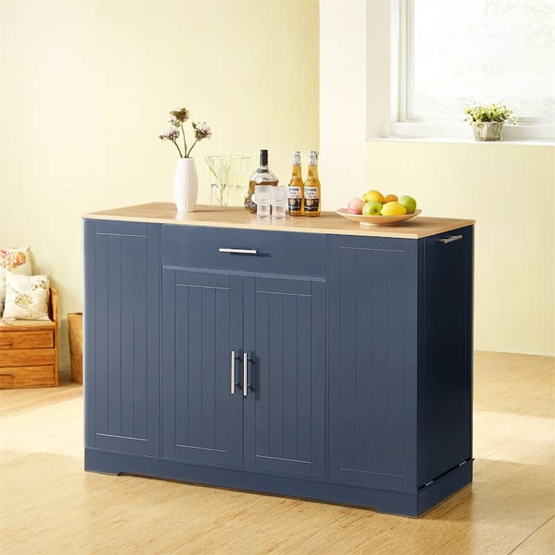 53'' Kitchen Storage Islands with Drawers and Trash Can Storage