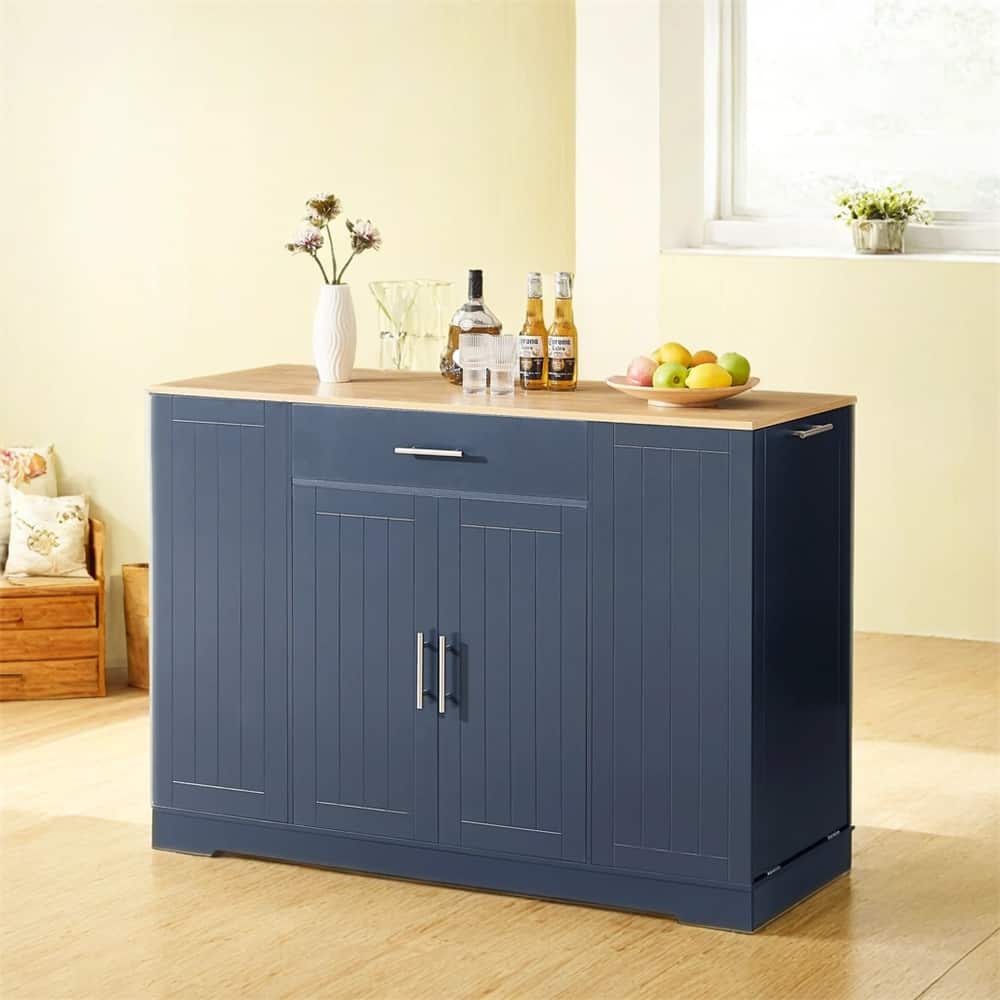 53'' Kitchen Storage Islands with Drawers and Trash Can Storage