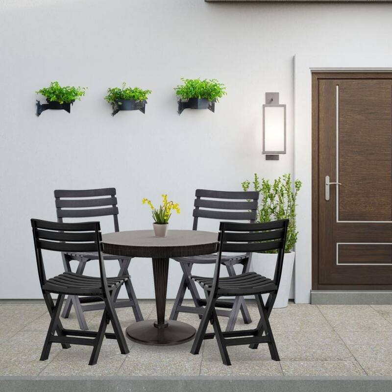 Aria Home Terrasse Outdoor Folding Chairs UV Resistant Set of 4 - Black