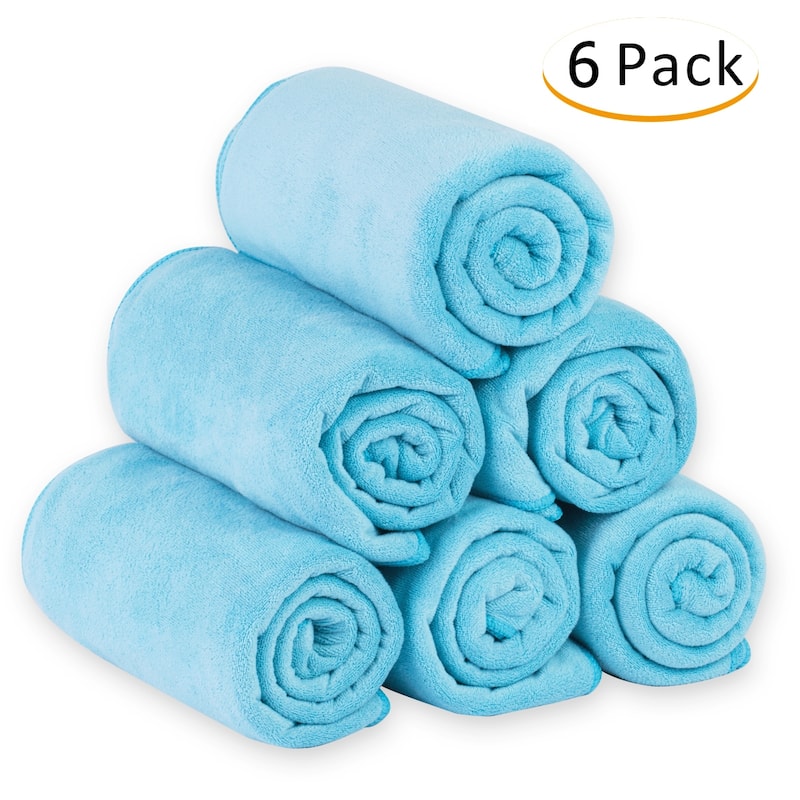 Superior 6-Piece Towel Set Bath Towel 27" x 55" Fast Drying - 27"x55" - light Blue