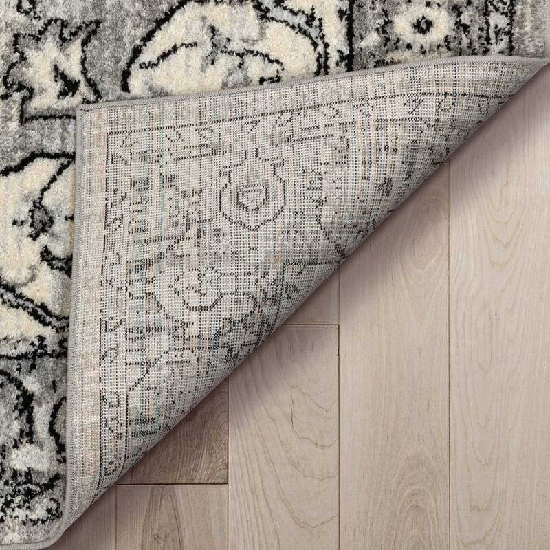Well Woven Mystic Arctic Bloom Medallion Oriental Easy Clean Area Rug