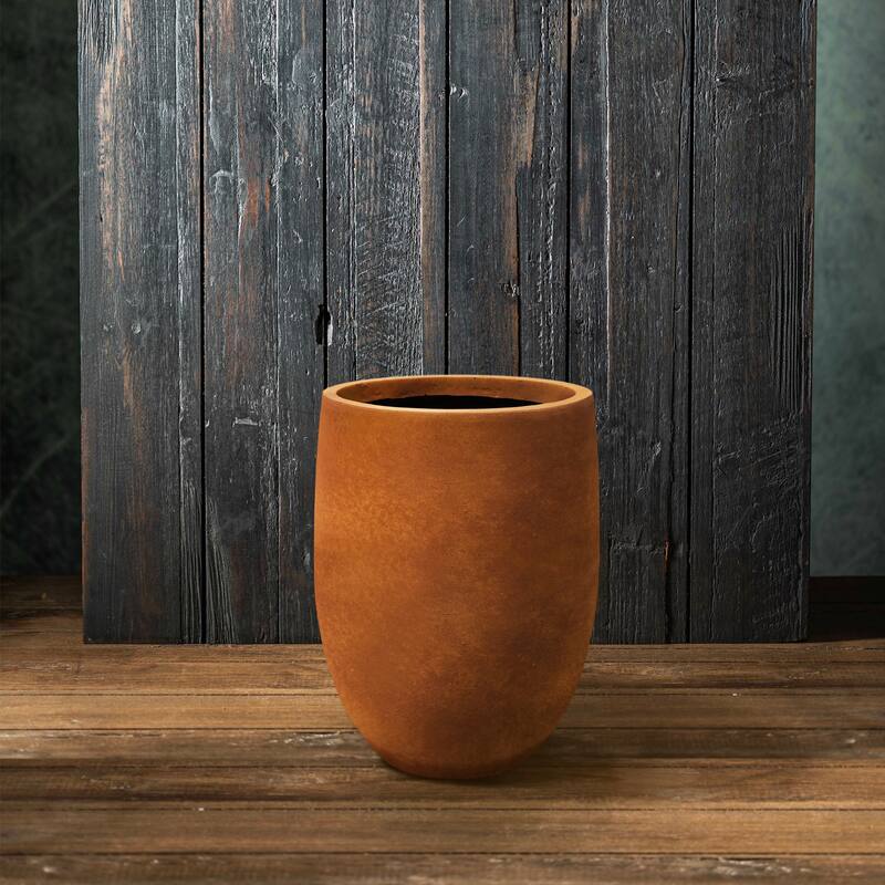 Kante Lightweight Concrete Outdoor Round Tall Planter, 21.7 Inch Tall