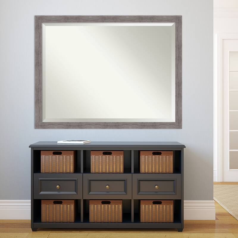 Beveled Bathroom Wall Mirror - Pinstripe Frame