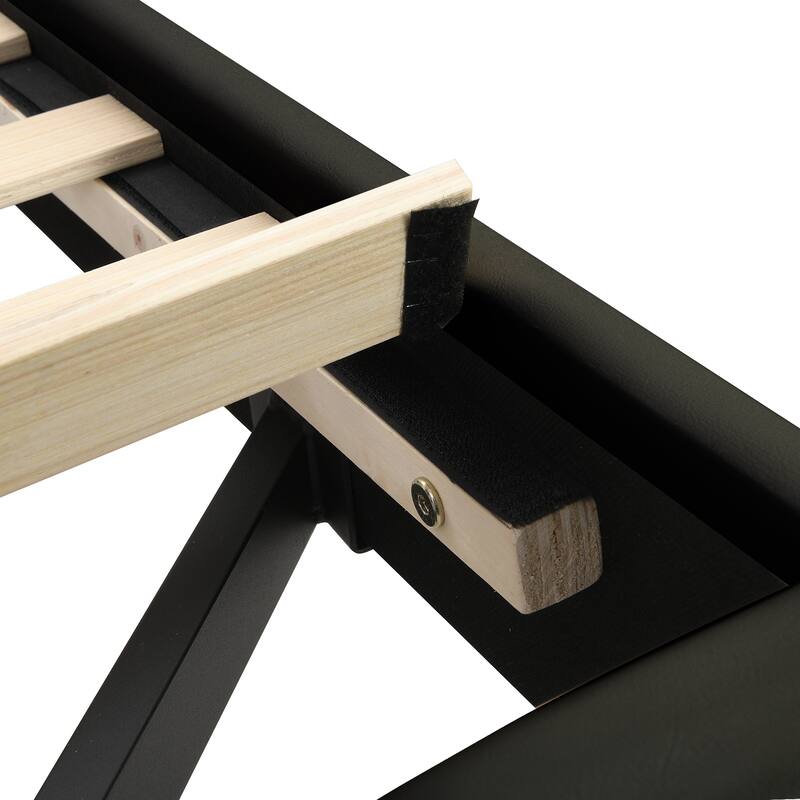 Floating Bed Frame with LED Lights and USB Charging Modern Upholstered Platform LED Bed Frame