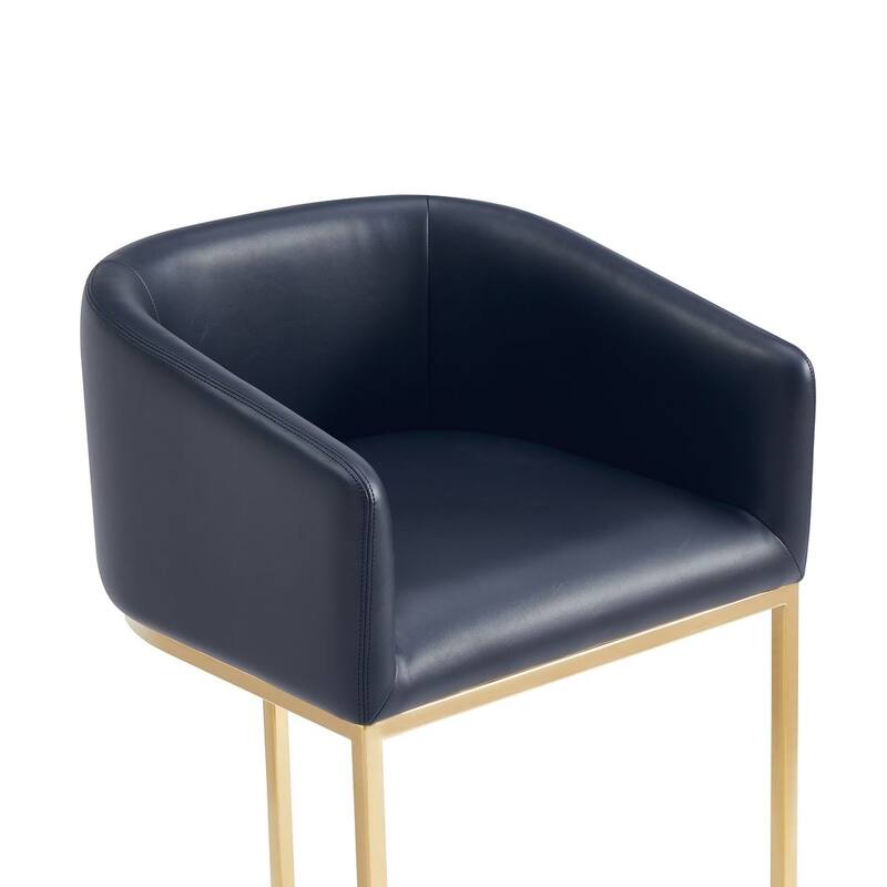 Manhattan Comfort Louvre Mid-Century Modern Leatherette Upholstered Counter Barstool