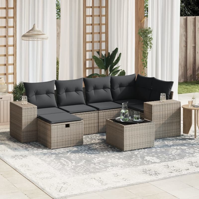 vidaXL Garden Sofa Set - Grey Large - form2