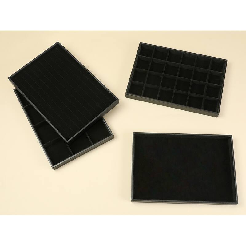 Velvet Jewelry Organizer Trays with Removable Dividers for Drawers, Jewelry Organizer Drawer Inserts Container Case Storage