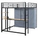 preview thumbnail 16 of 21, Metal Loft Bed with Desk,Shelves,Power Outlet,LED Light and Wardrobe