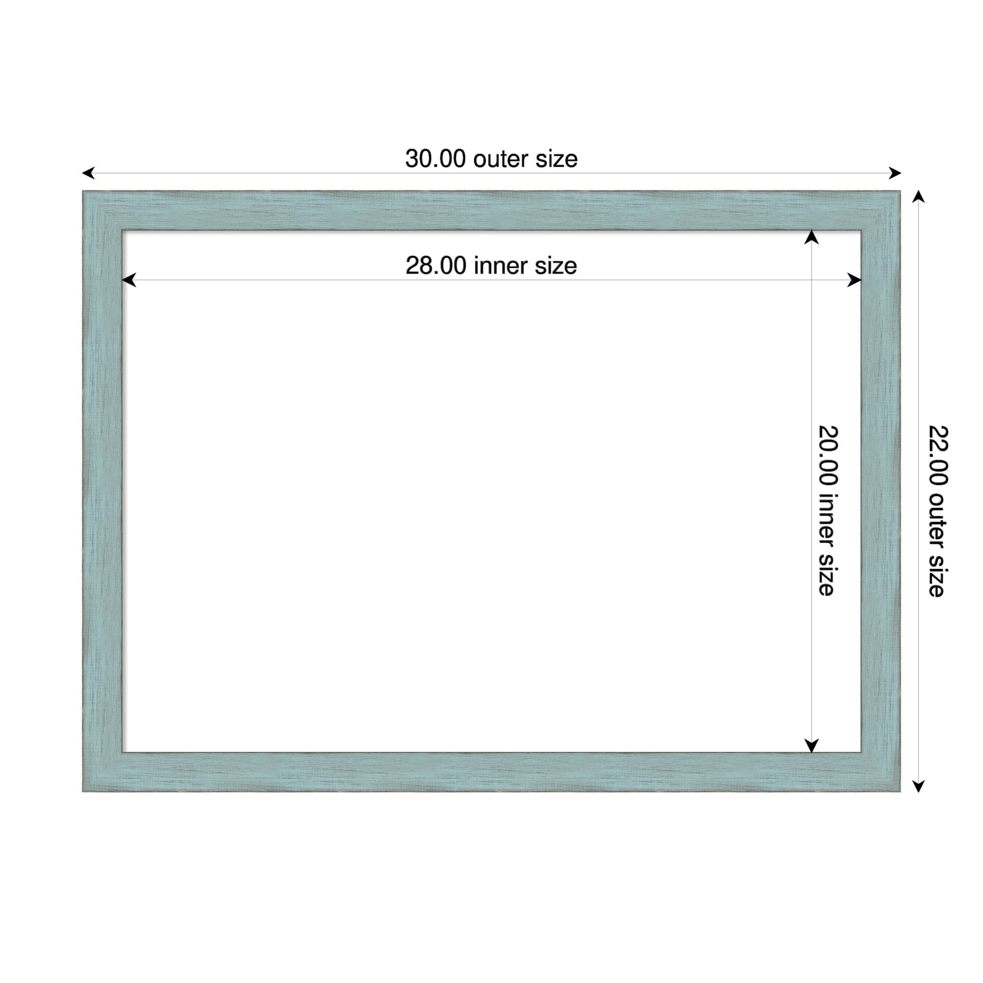 Amanti Art Sky Blue Rustic Framed Dry Erase Magnetic Board