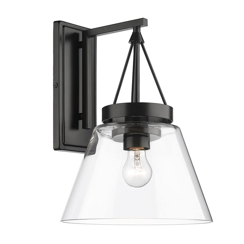 Golden Lighting Penn 1-light Wall Sconce in Matte Black and Modern White shade