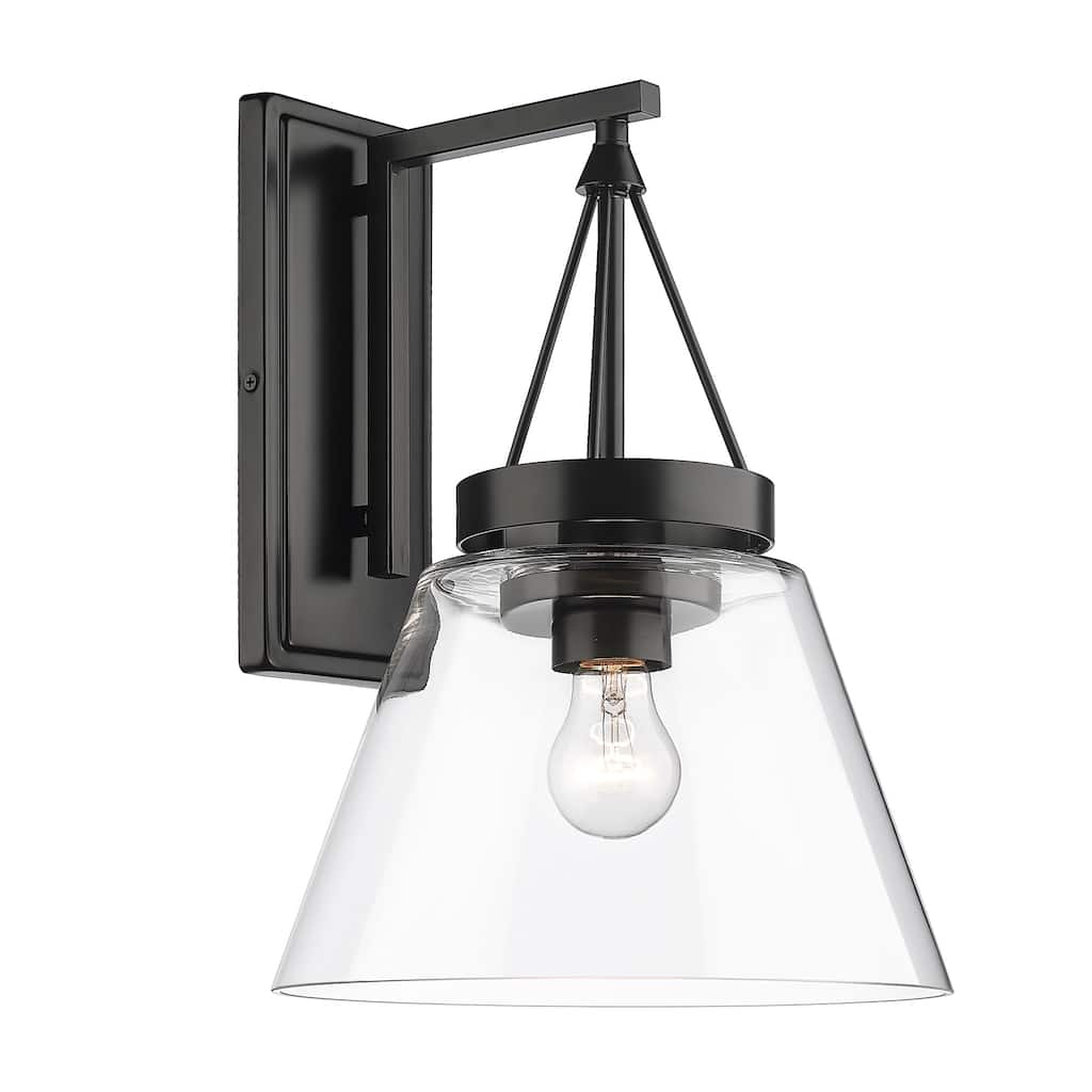 Golden Lighting Penn 1-light Wall Sconce in Matte Black and Modern White shade