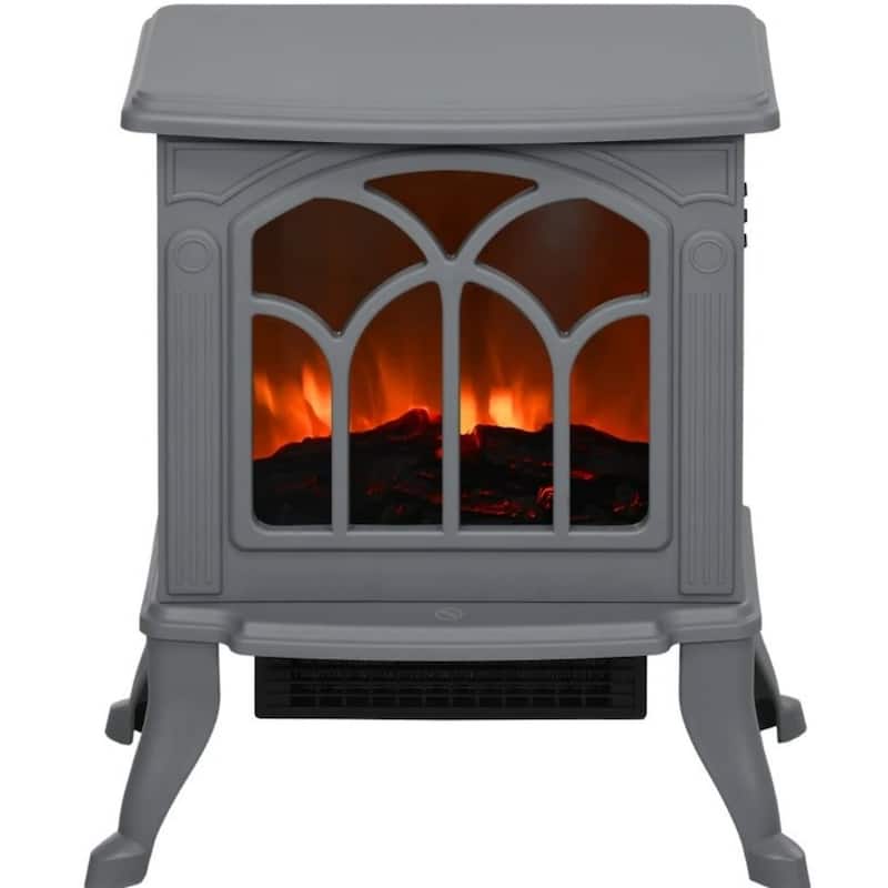 14.8" Retro Chic Electric Fireplace Stove with Realistic Flame
