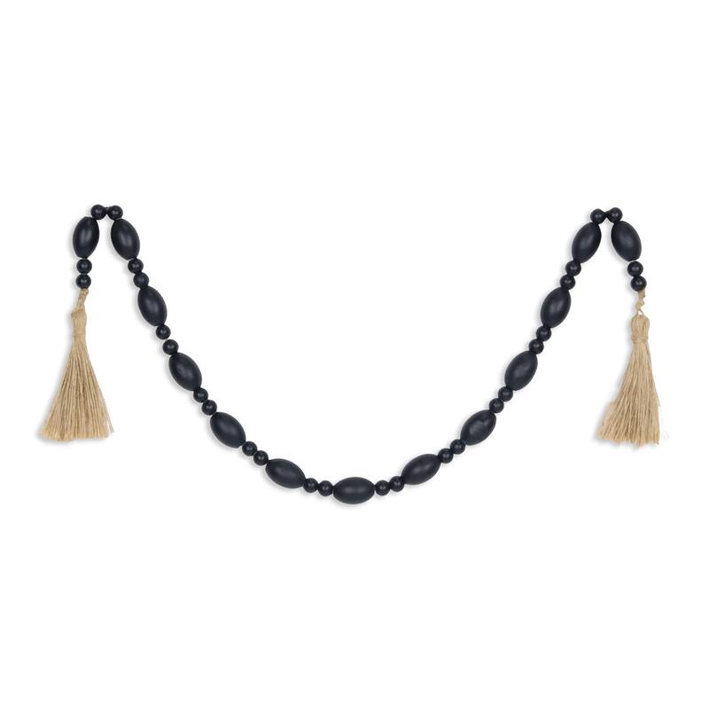 Akaida Dark Blue Wooden Mixed Bead Tassel Decor