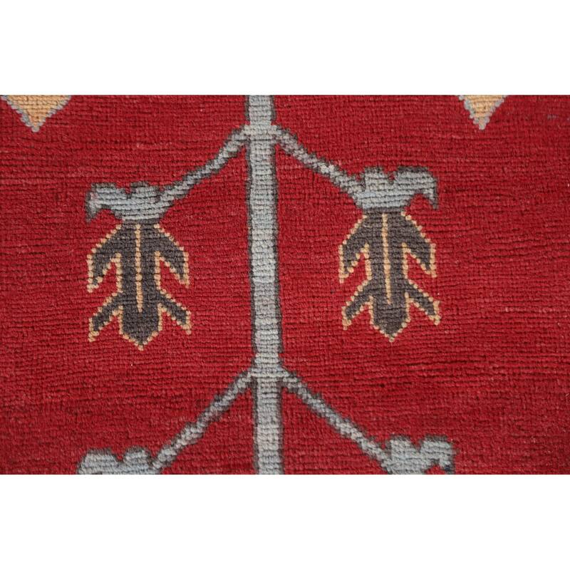Hand Knotted Oriental 100% Wool Carpet Traditional Geometric Red Kazak Area Rug - 9' 10'' X 6' 10''