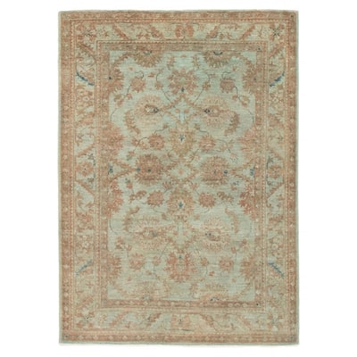 ECARPETGALLERY Hand-knotted Vibrance Light Blue Wool Rug - 4'9 x 6'7