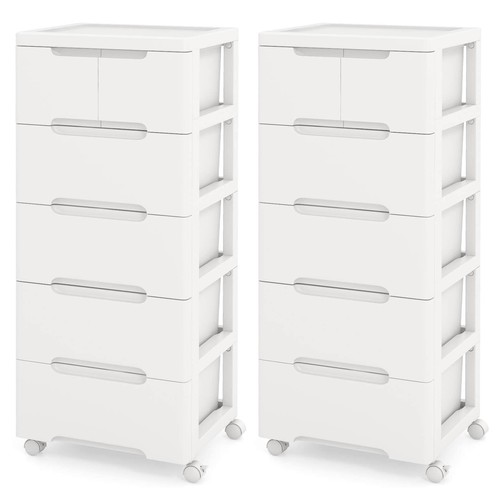 Costway 2 PCS 6-Drawer Plastic Rolling Storage Cart with 4 Universal - See Details