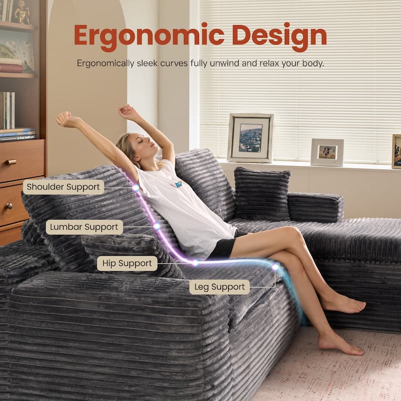 OVIOS No-Assembly L-Shaped Chaise Sofa