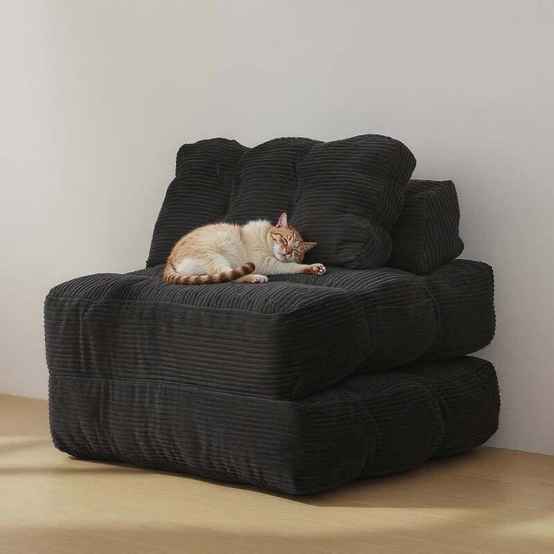 Folding Sofa Bed, Sleeper Chair, with Pillow - Black