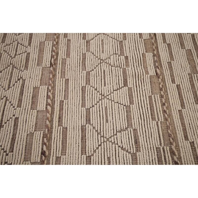 Moroccan Oriental Large Area Rug Hand-Knotted Abstract Wool Carpet - 10'1"x 13'9"