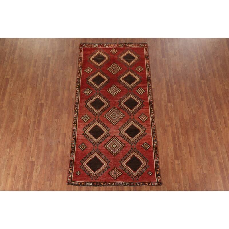Hand Knotted Oriental 100% Wool Carpet Traditional Tribal Red Lori Runner Rug - 8' 10'' X 4' 5''