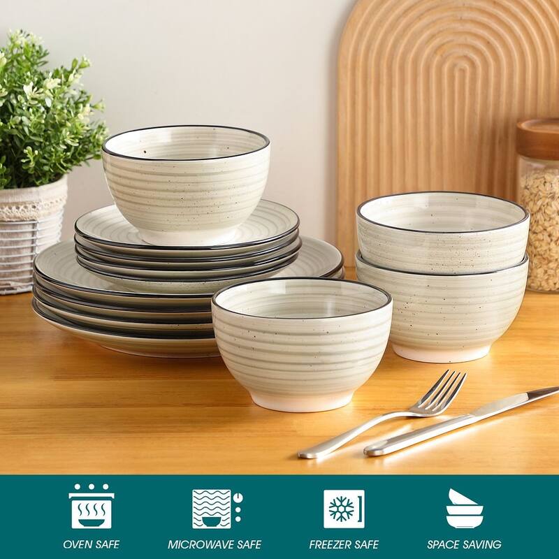 vancasso Bonbon Stoneware 12-Piece Timeless Classic Dinnerware Set