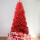 preview thumbnail 4 of 8, Pure Red PVC Christmas Tree with Hinged Branches & Stable Metal Stand Red - 6 Foot