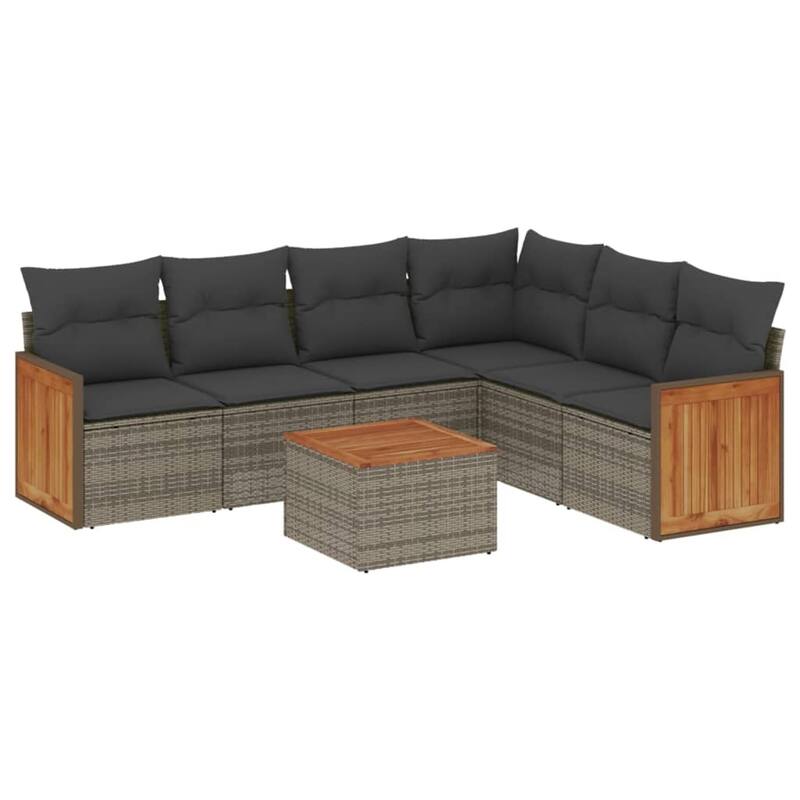 vidaXL Patio Sofa Set with Cushions Outdoor Conversation Furniture Poly Rattan