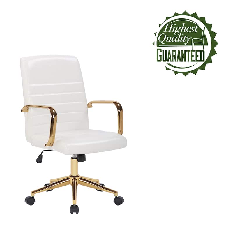 Porthos Home Franco Swivel Office Chair, PU Leather, Roller Wheels