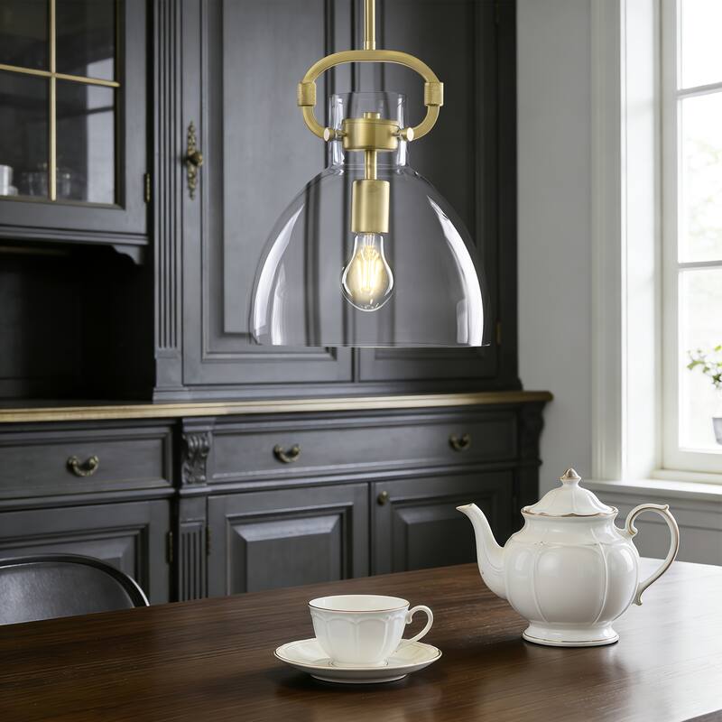 Starsky 1-Light Industrial Pendant With Glass Shade