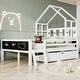 preview thumbnail 1 of 11, Full Size House Bed with Ladder and Storage Drawers for Kid Bedroom,Solid Wood Platfrom Bedframe with 2 Blackboard Design Full