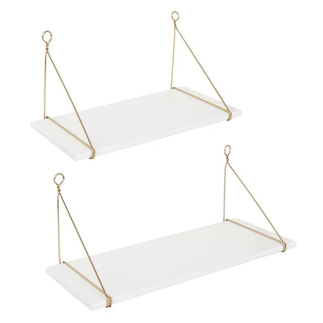 Kate and Laurel Vista Wood and Metal Wall Shelves, 2 Piece Set - 2 Piece - White