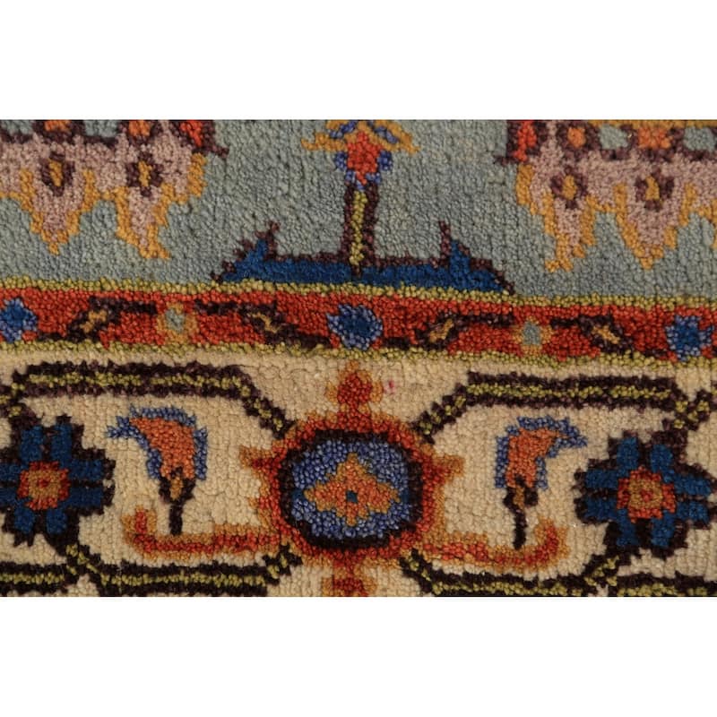 Floral Blue Oushak Oriental Rug Handmade Wool Carpet - 3'10"x 6'0"