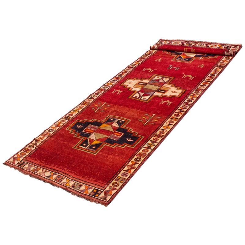ECARPETGALLERY Hand-knotted Melis Vintage Red Wool Rug - 4'5 x 13'4