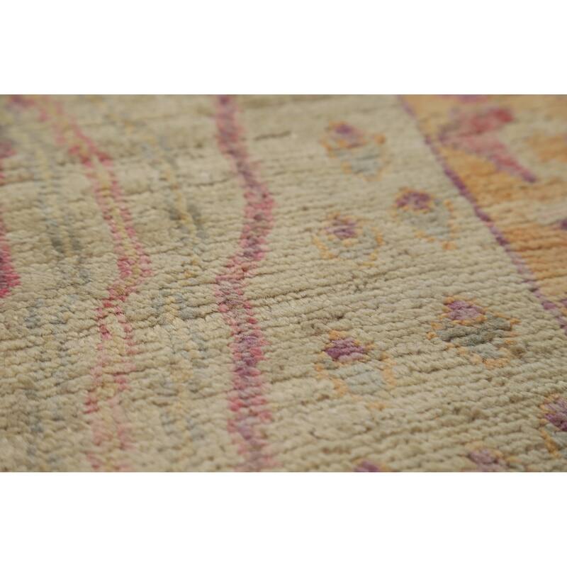 Hand Knotted Oriental 100% Wool Carpet Traditional Animal Pictorial Beige & Ivories Art Deco Runner Rug - 13' 0'' X 2' 10''