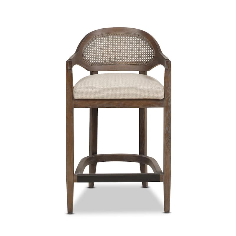 Americana Mid-Century Modern Rattan Cane Back Counter and Bar Stool