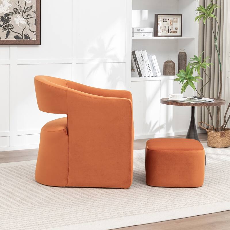 SEYNAR Modern Glam Velvet Accent Armchair Open Back with Ottoman
